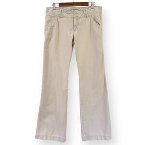 Abercrombie Fitch Pants Womens 10L Beige Khaki Flare Twill Y2K Low Rise Academia